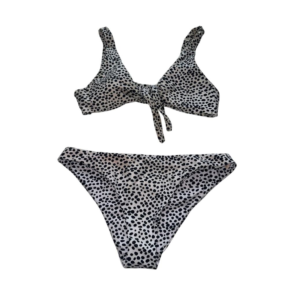 SHEIN Dalmatian Tie-Front Bikini Set